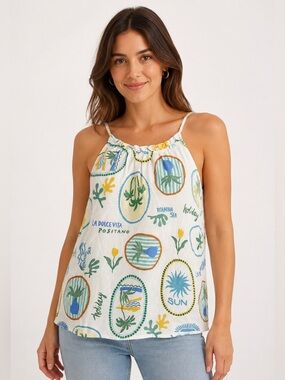 Women’s white Printed Halter  blouse